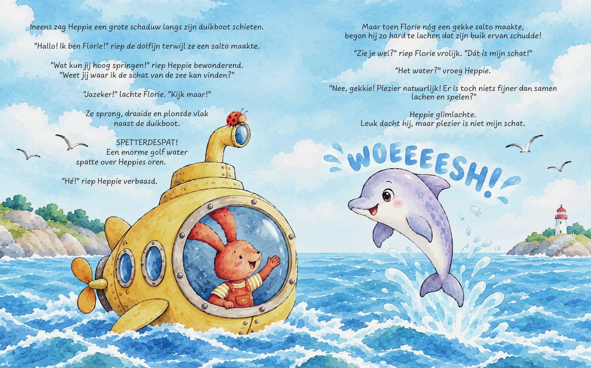 Illustratie uit Haasje Heppie en de schat van de zee